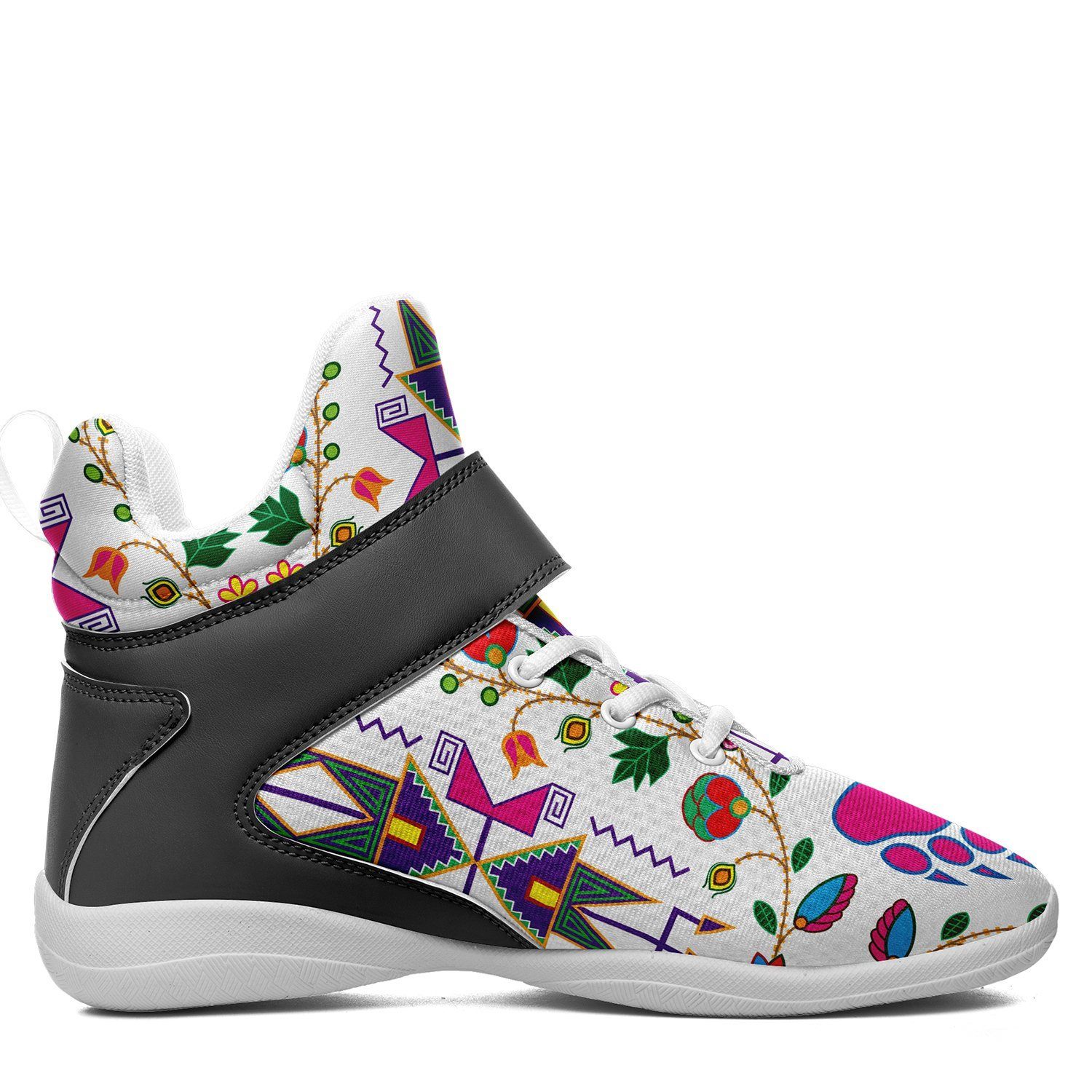 Geometric Floral Fall White Kid's Ipottaa Basketball / Sport High Top Shoes 49 Dzine 