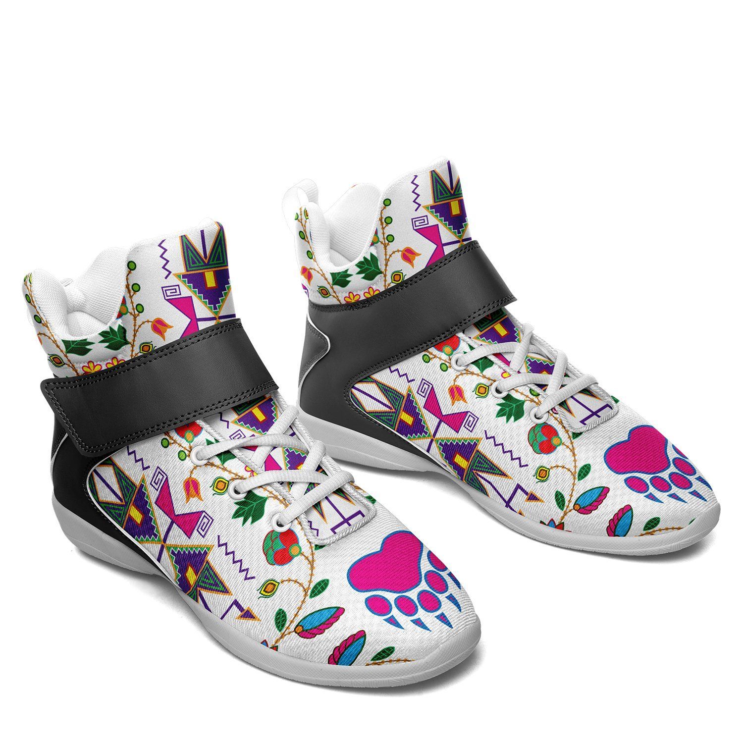 Geometric Floral Fall White Kid's Ipottaa Basketball / Sport High Top Shoes 49 Dzine 