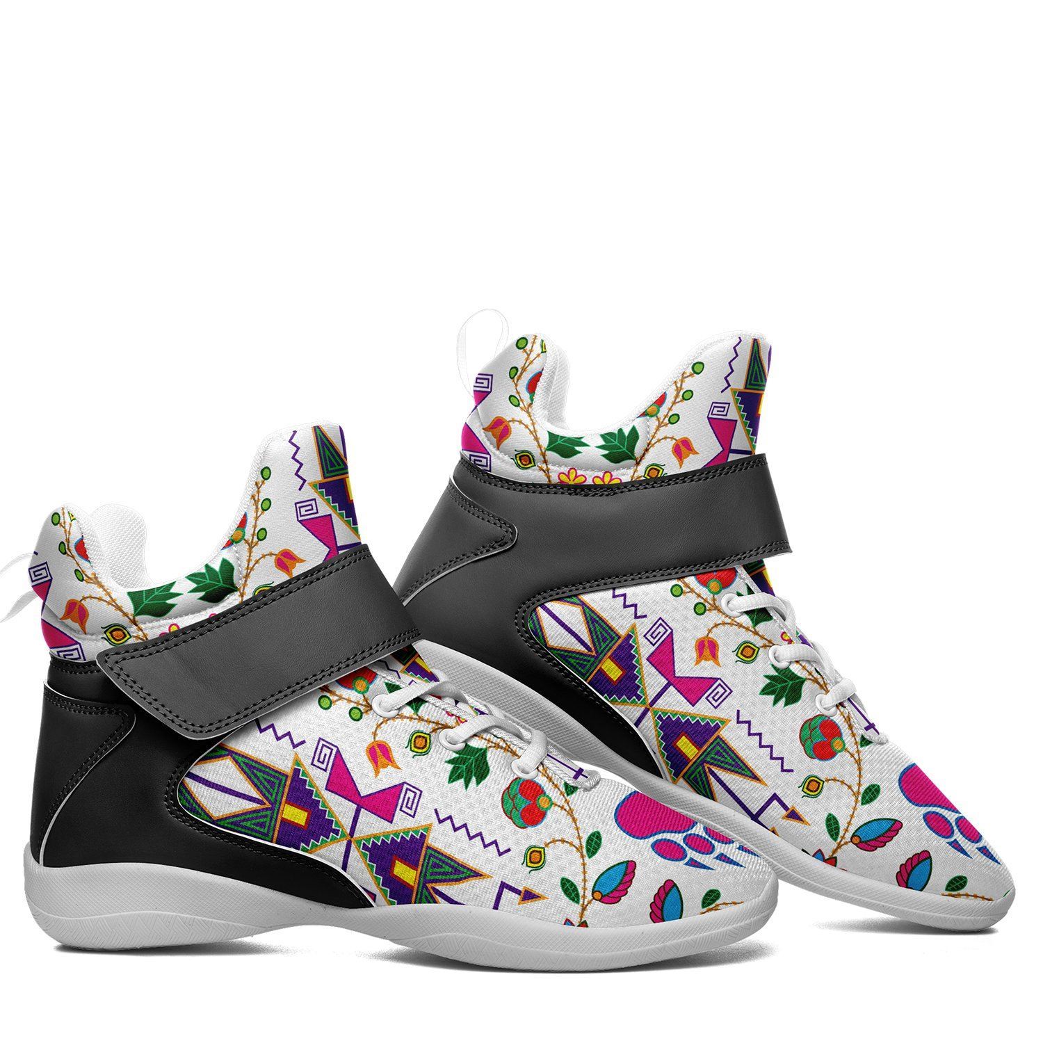 Geometric Floral Fall White Kid's Ipottaa Basketball / Sport High Top Shoes 49 Dzine 