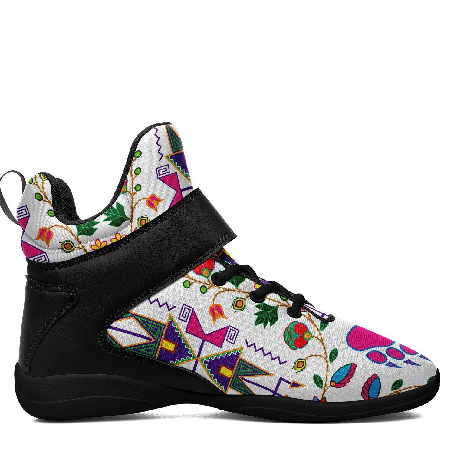 Geometric Floral Fall White Kid's Ipottaa Basketball / Sport High Top Shoes 49 Dzine 