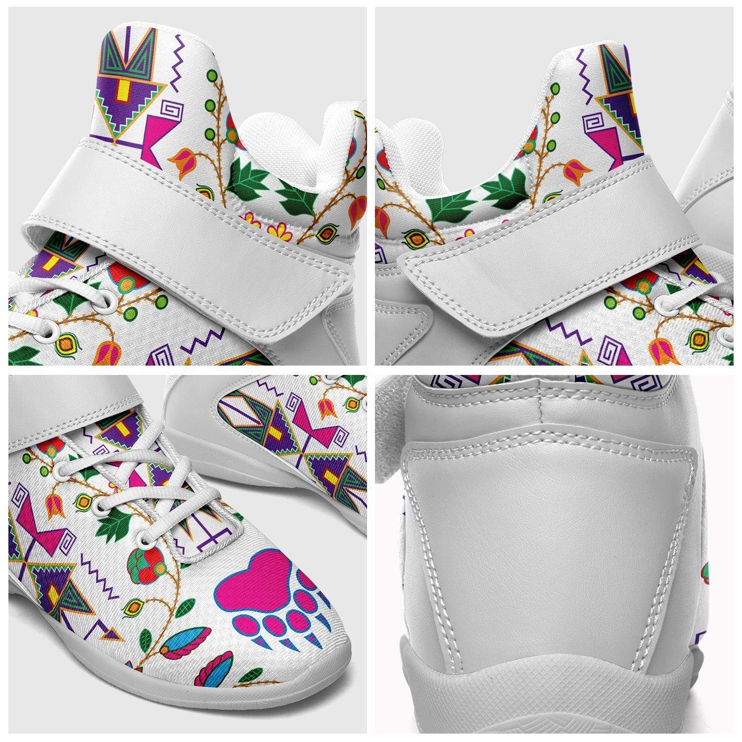 Geometric Floral Fall White Kid's Ipottaa Basketball / Sport High Top Shoes 49 Dzine 