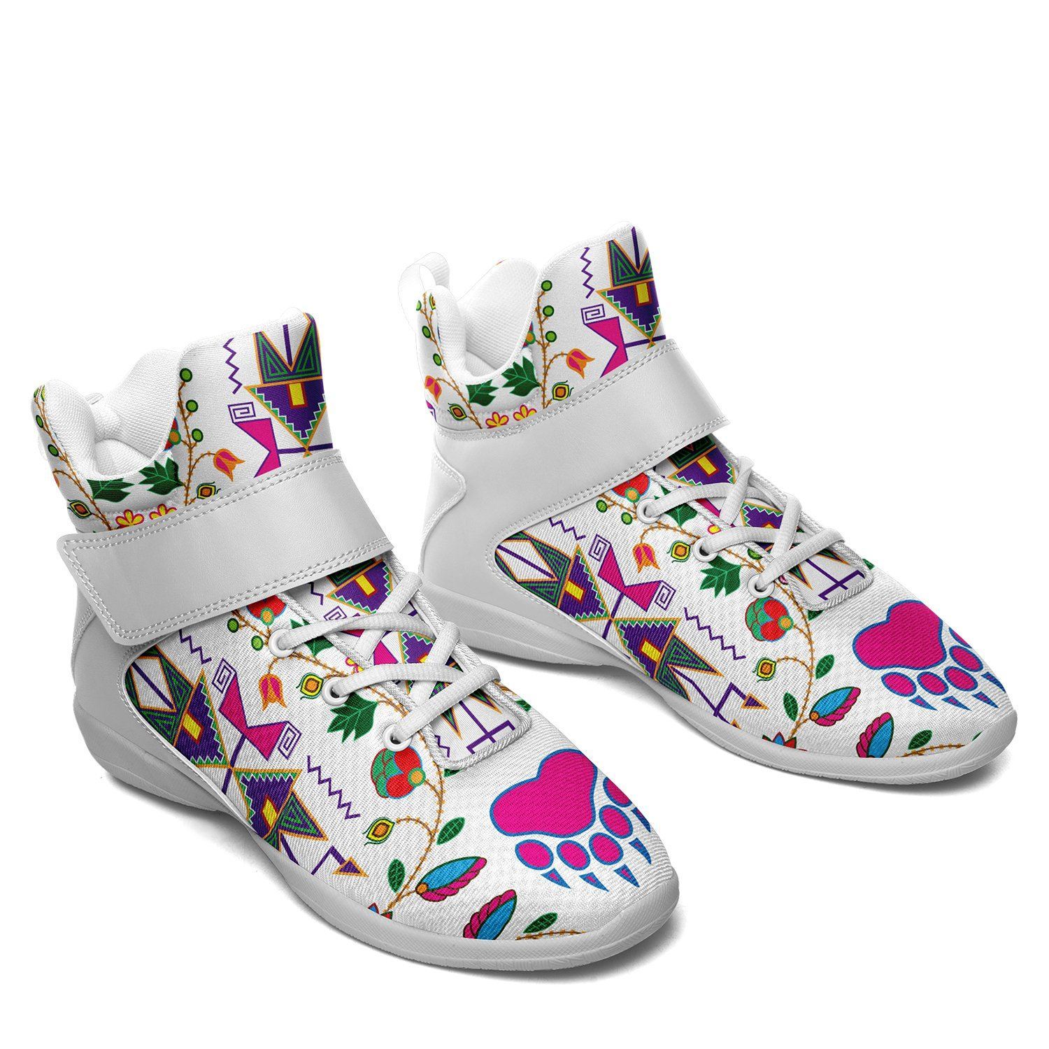 Geometric Floral Fall White Kid's Ipottaa Basketball / Sport High Top Shoes 49 Dzine 