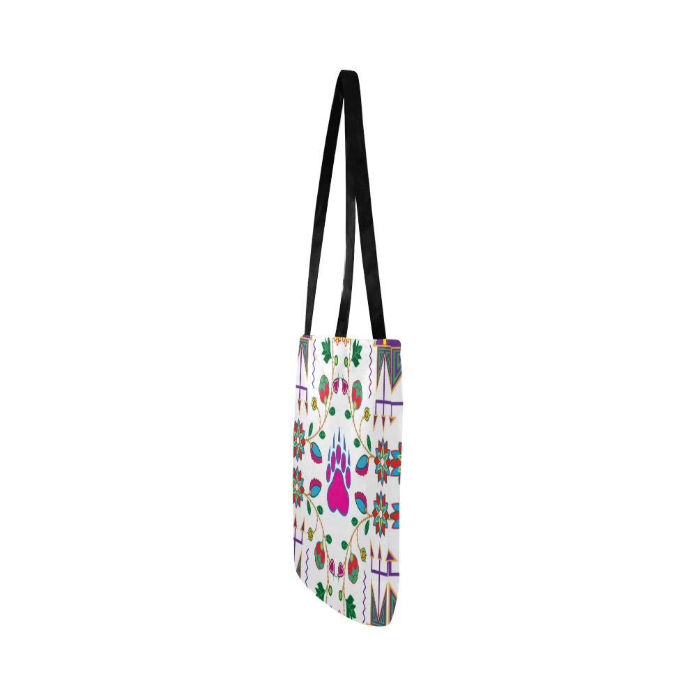 Geometric Floral Fall-White Reusable Shopping Bag Model 1660 (Two sides) Shopping Tote Bag (1660) e-joyer 