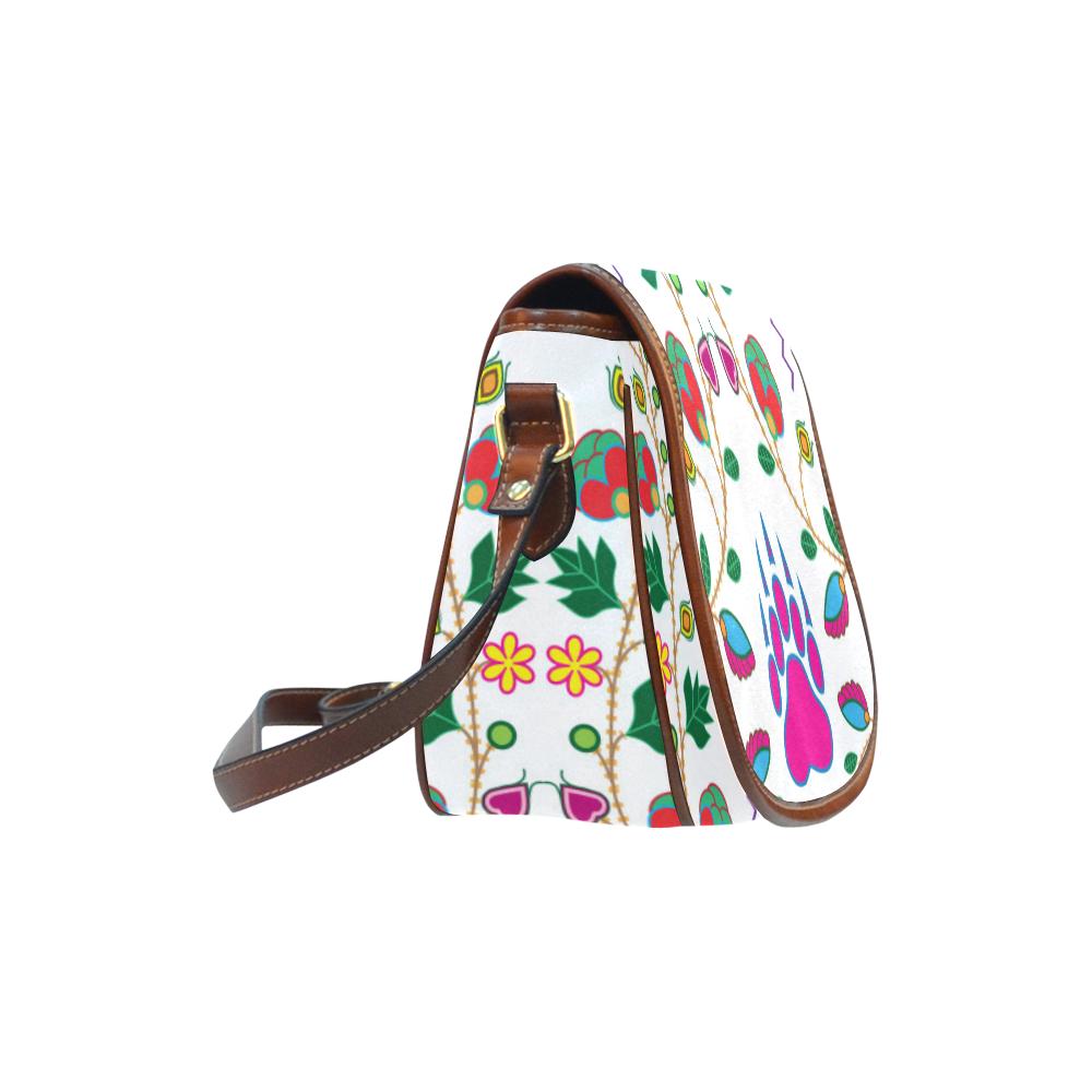 Geometric Floral Fall - White Saddle Bag/Small (Model 1649) Full Customization Saddle Bag/Small (Full Customization) e-joyer 