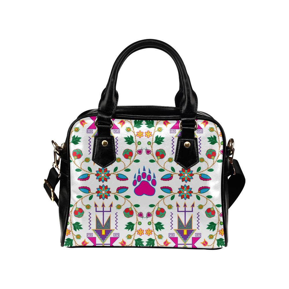 Geometric Floral Fall-White Shoulder Handbag (Model 1634) Shoulder Handbags (1634) e-joyer 