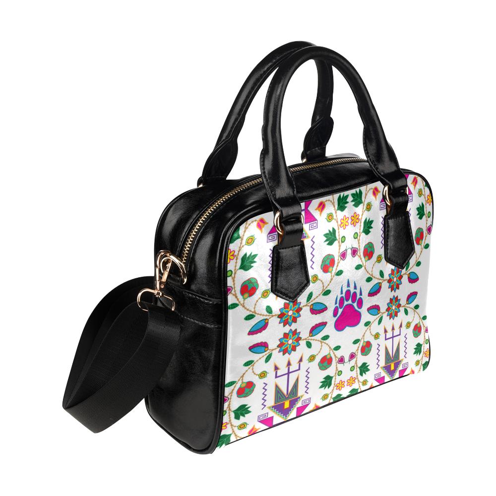 Geometric Floral Fall-White Shoulder Handbag (Model 1634) Shoulder Handbags (1634) e-joyer 