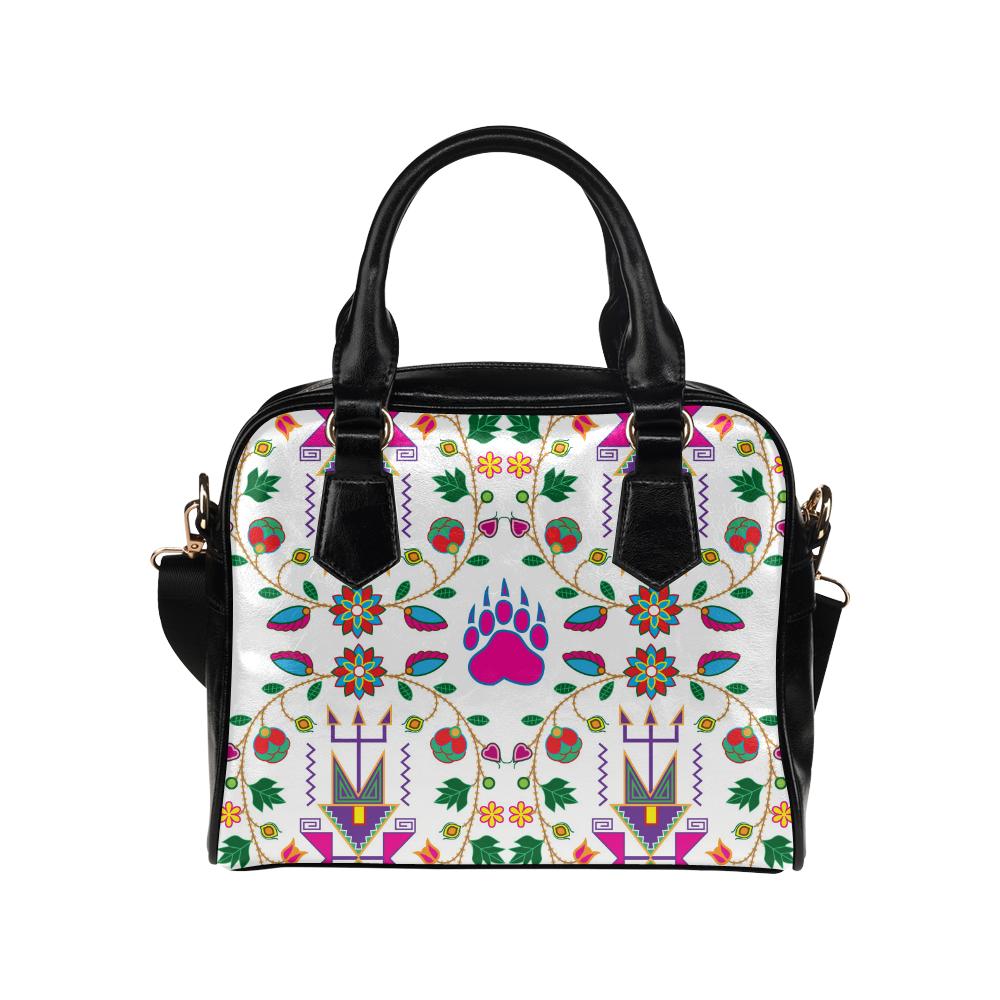 Geometric Floral Fall-White Shoulder Handbag (Model 1634) Shoulder Handbags (1634) e-joyer 