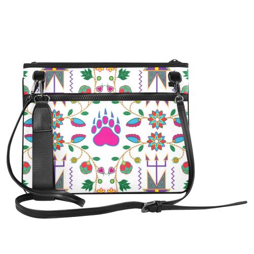 Geometric Floral Fall-White Slim Clutch Bag (Model 1668) Slim Clutch Bags (1668) e-joyer 