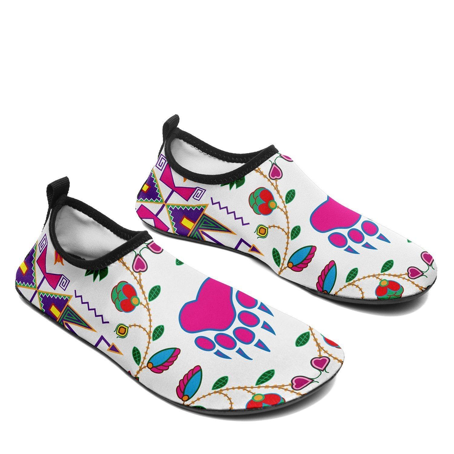 Geometric Floral Fall White Sockamoccs Kid's Slip On Shoes 49 Dzine 