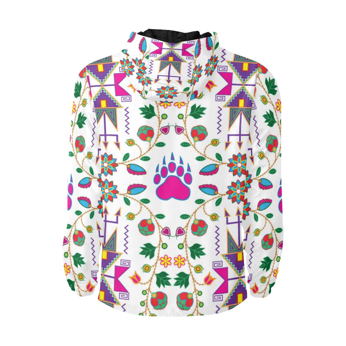 Geometric Floral Fall - White Unisex Quilted Coat All Over Print Quilted Windbreaker for Men (H35) e-joyer 