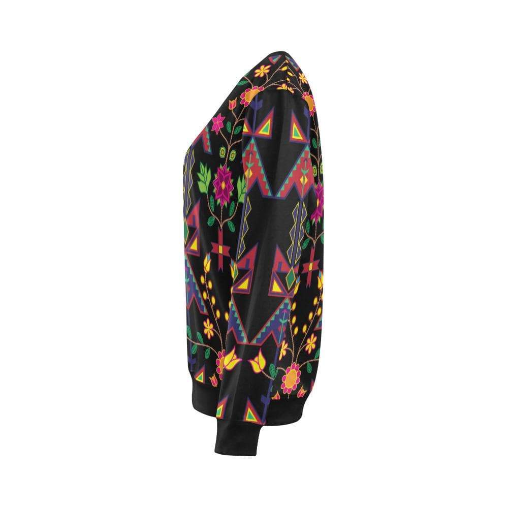 Geometric Floral Spring-Black All Over Print Crewneck Sweatshirt for Women (Model H18) Crewneck Sweatshirt for Women (H18) e-joyer 