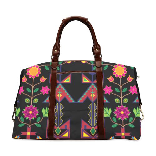 Geometric Floral Spring-Black Classic Travel Bag (Model 1643) Remake Classic Travel Bags (1643) e-joyer 