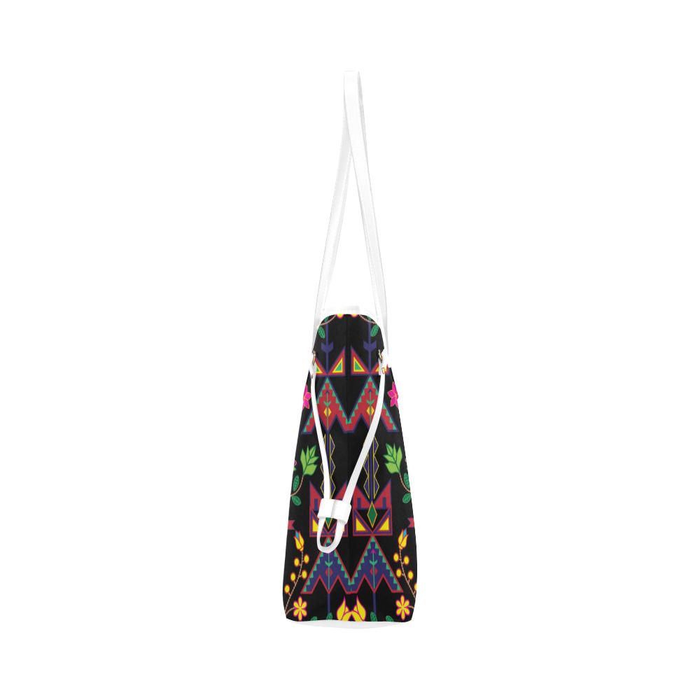 Geometric Floral Spring - Black Clover Canvas Tote Bag (Model 1661) Clover Canvas Tote Bag (1661) e-joyer 