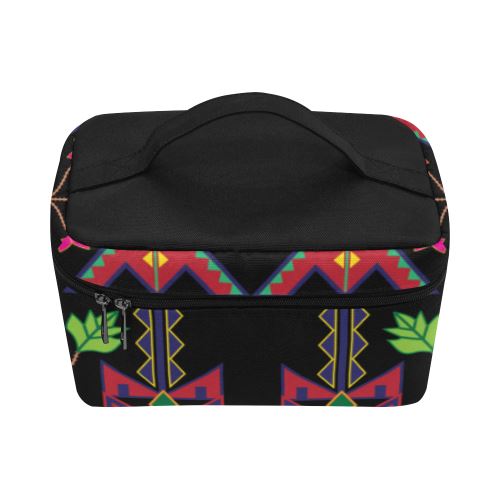 Geometric Floral Spring-Black Cosmetic Bag/Large (Model 1658) Cosmetic Bag e-joyer 