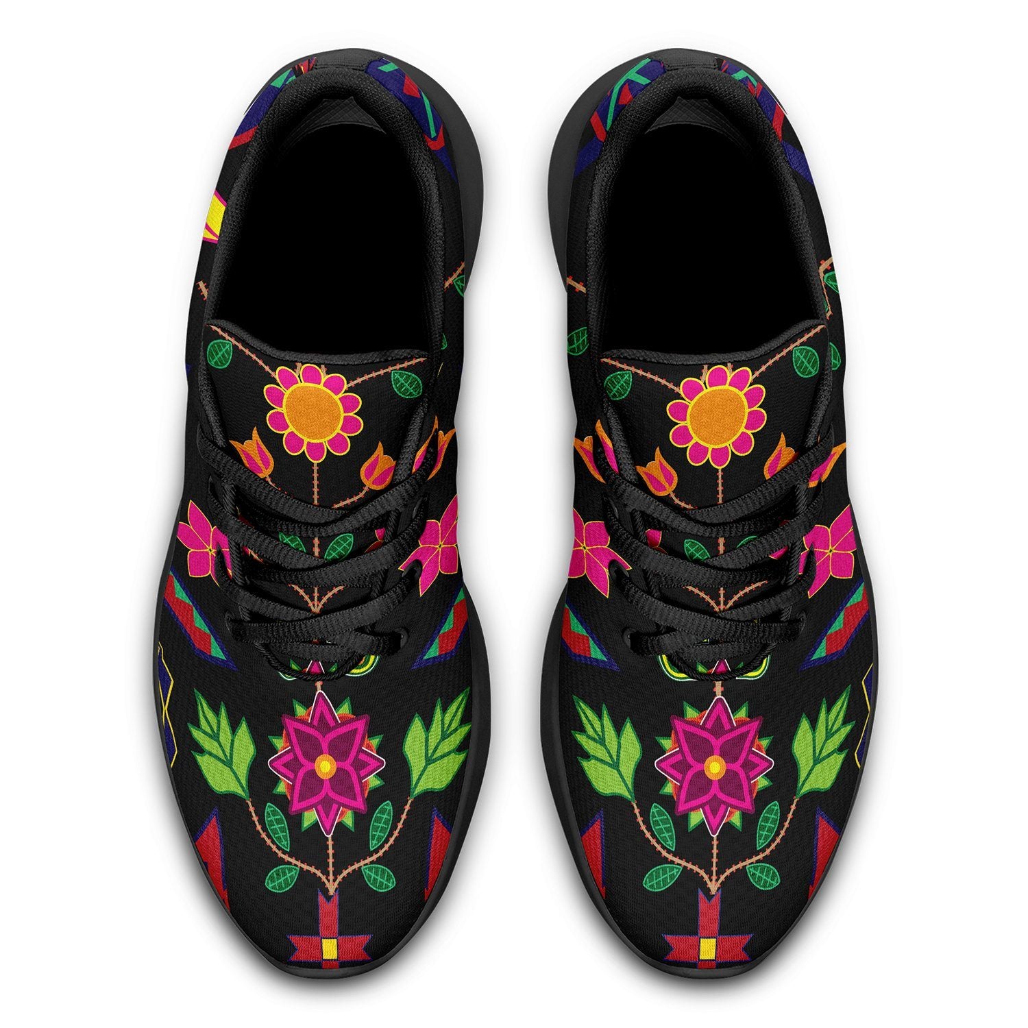 Geometric Floral Spring Black Ikkaayi Sport Sneakers ikkaayi Herman 