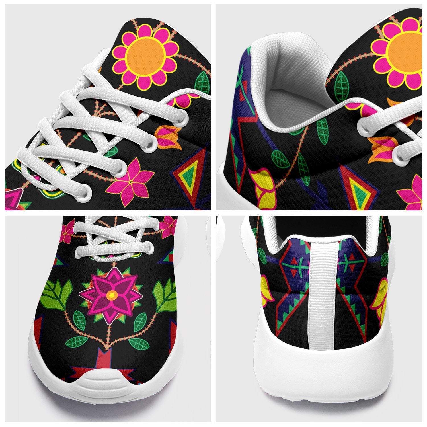 Geometric Floral Spring Black Ikkaayi Sport Sneakers ikkaayi Herman 