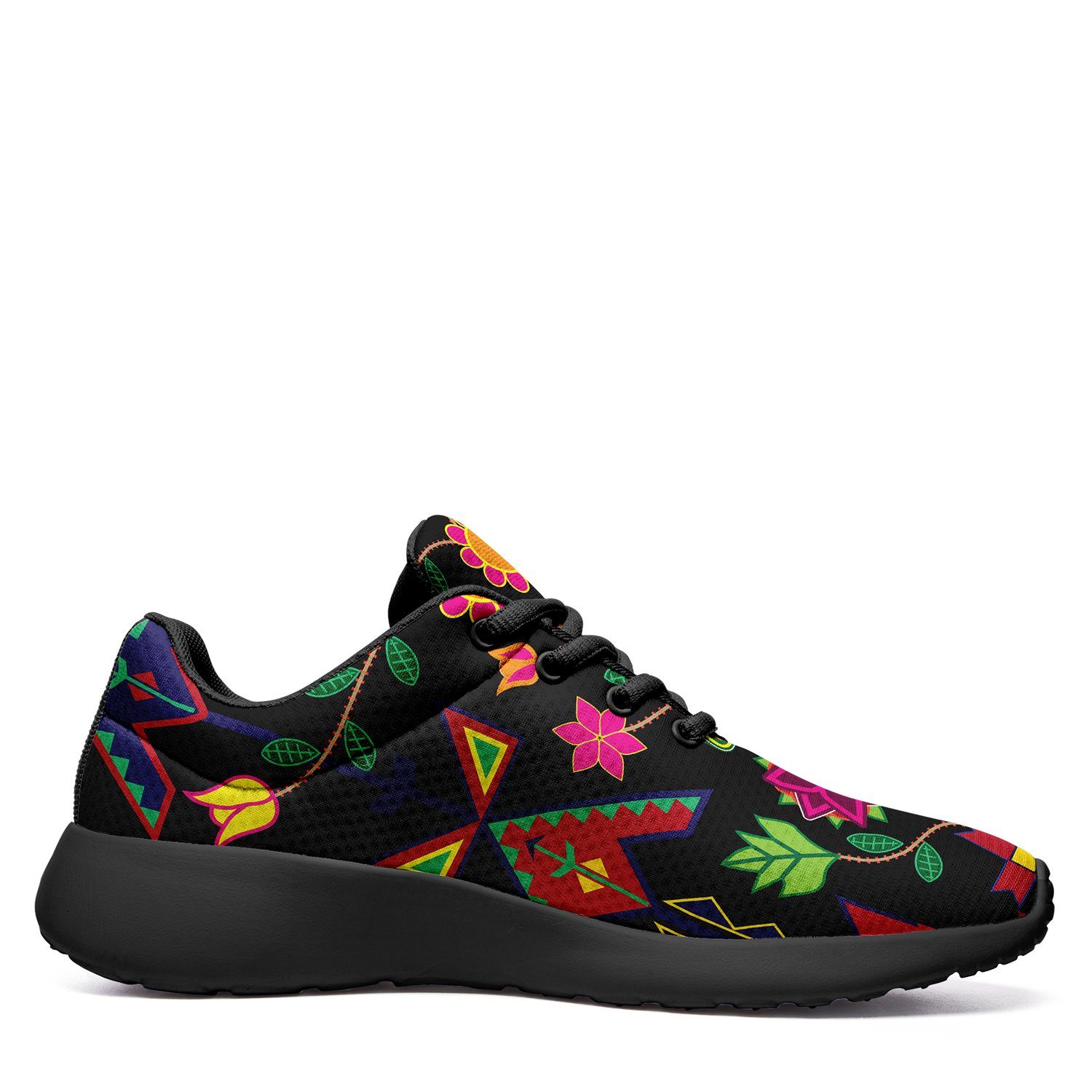 Geometric Floral Spring Black Ikkaayi Sport Sneakers ikkaayi Herman 