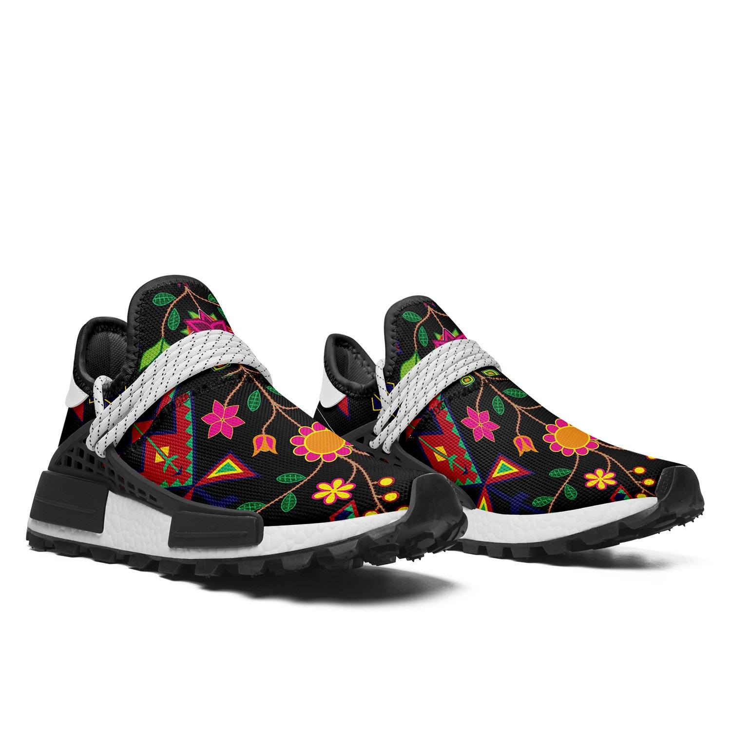 Geometric Floral Spring Black Okaki Sneakers Shoes Herman 