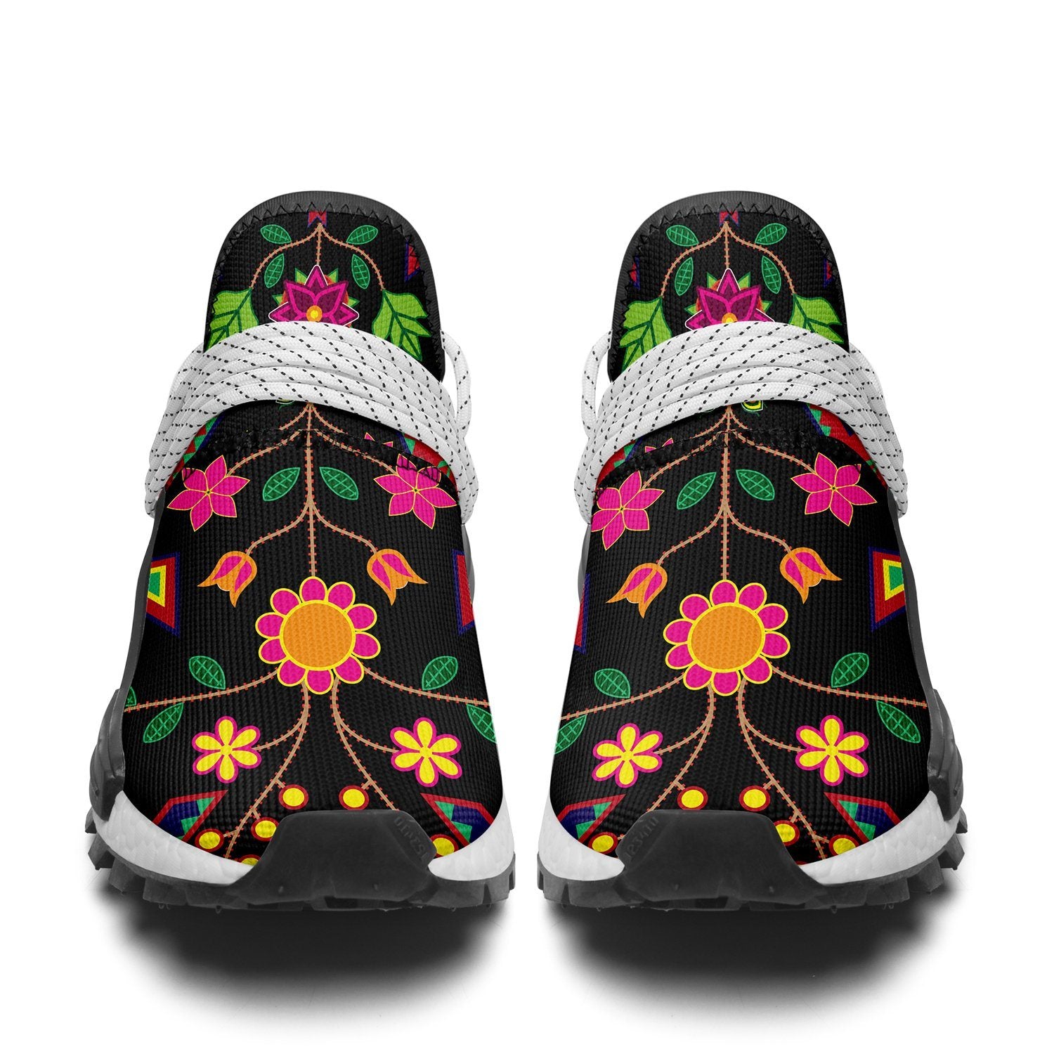 Geometric Floral Spring Black Okaki Sneakers Shoes Herman 