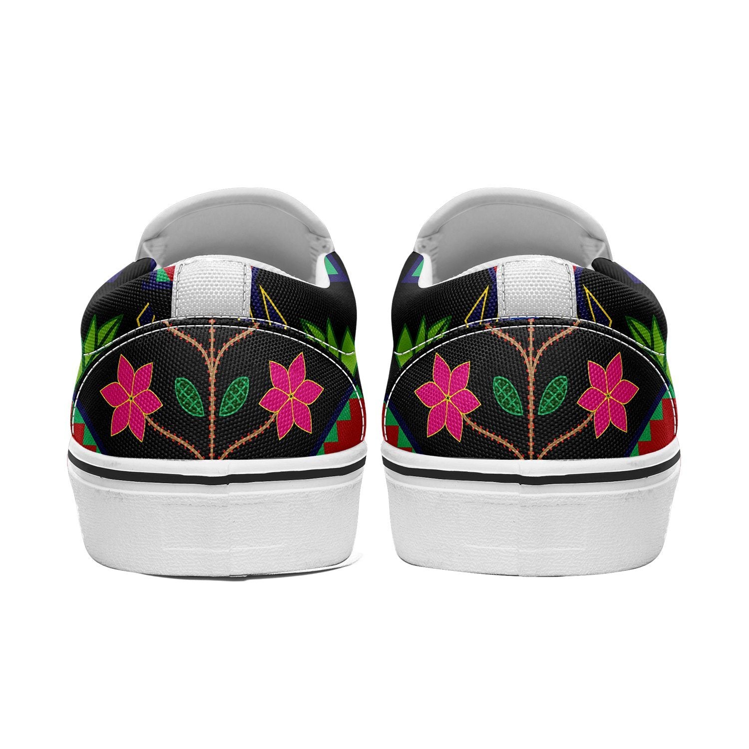 Geometric Floral Spring Black Otoyimm Canvas Slip On Shoes otoyimm Herman 