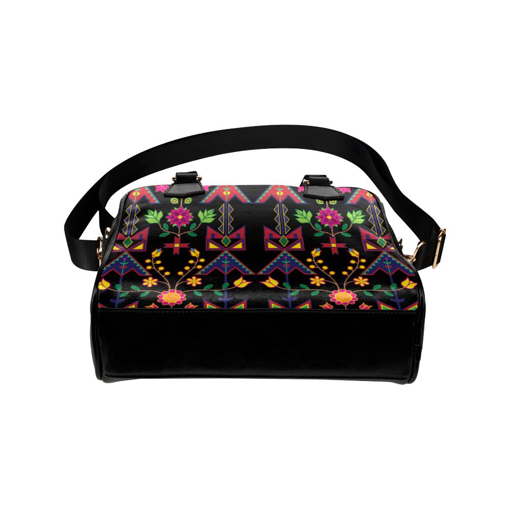 Geometric Floral Spring-Black Shoulder Handbag (Model 1634) Shoulder Handbags (1634) e-joyer 