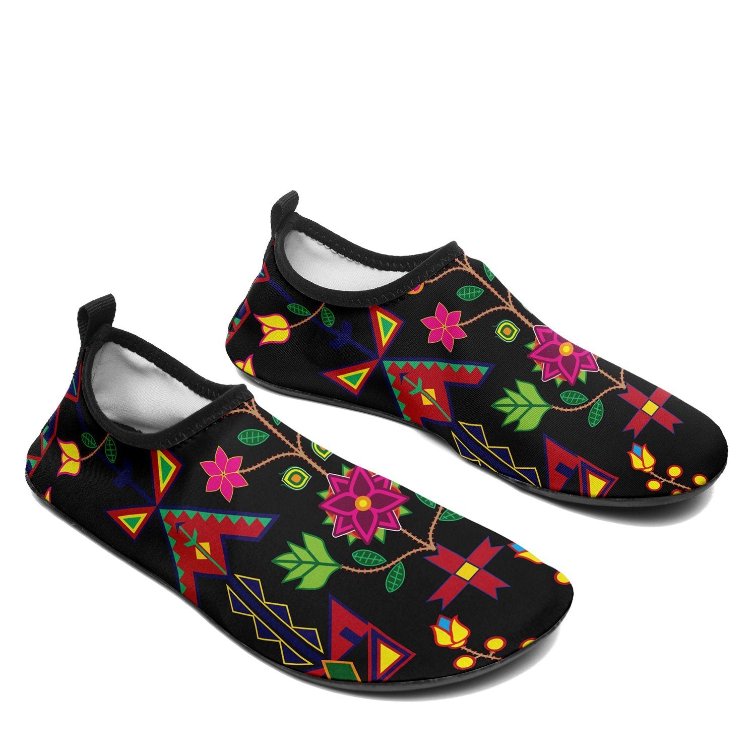 Geometric Floral Spring Black Sockamoccs Slip On Shoes Herman 