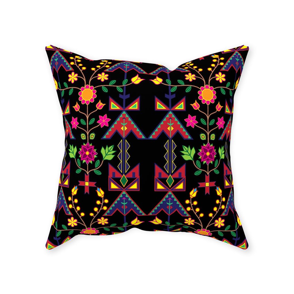 Geometric Floral Spring-Black Throw Pillows 49 Dzine 