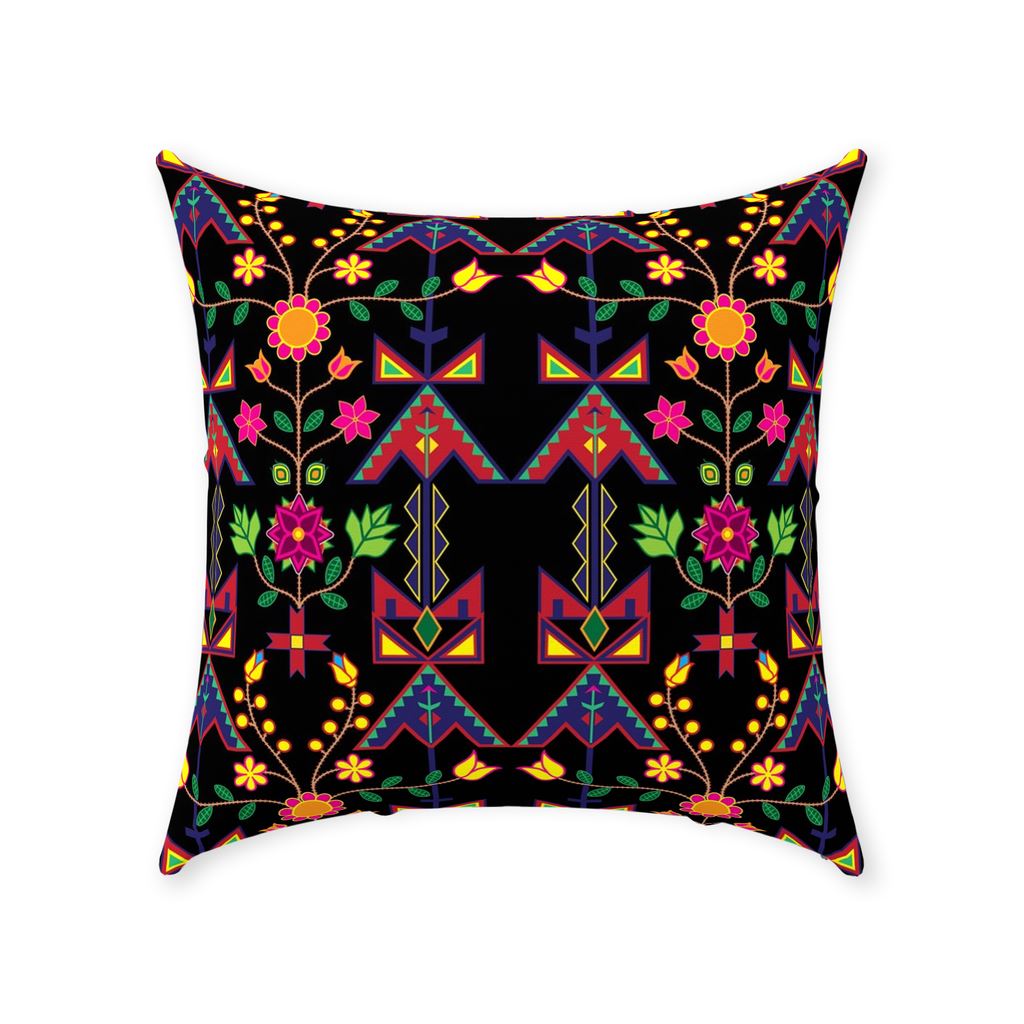 Geometric Floral Spring-Black Throw Pillows 49 Dzine 