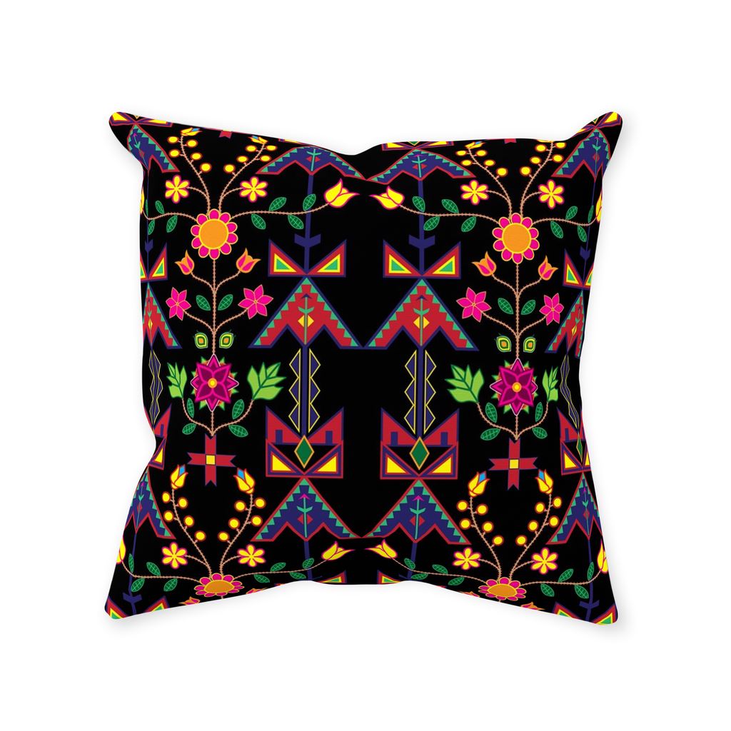 Geometric Floral Spring-Black Throw Pillows 49 Dzine 