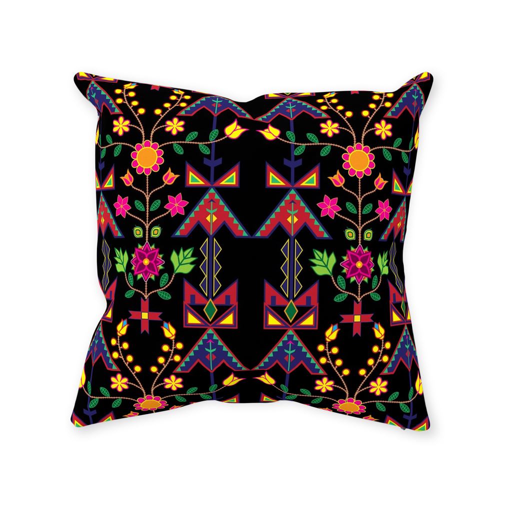 Geometric Floral Spring-Black Throw Pillows 49 Dzine 