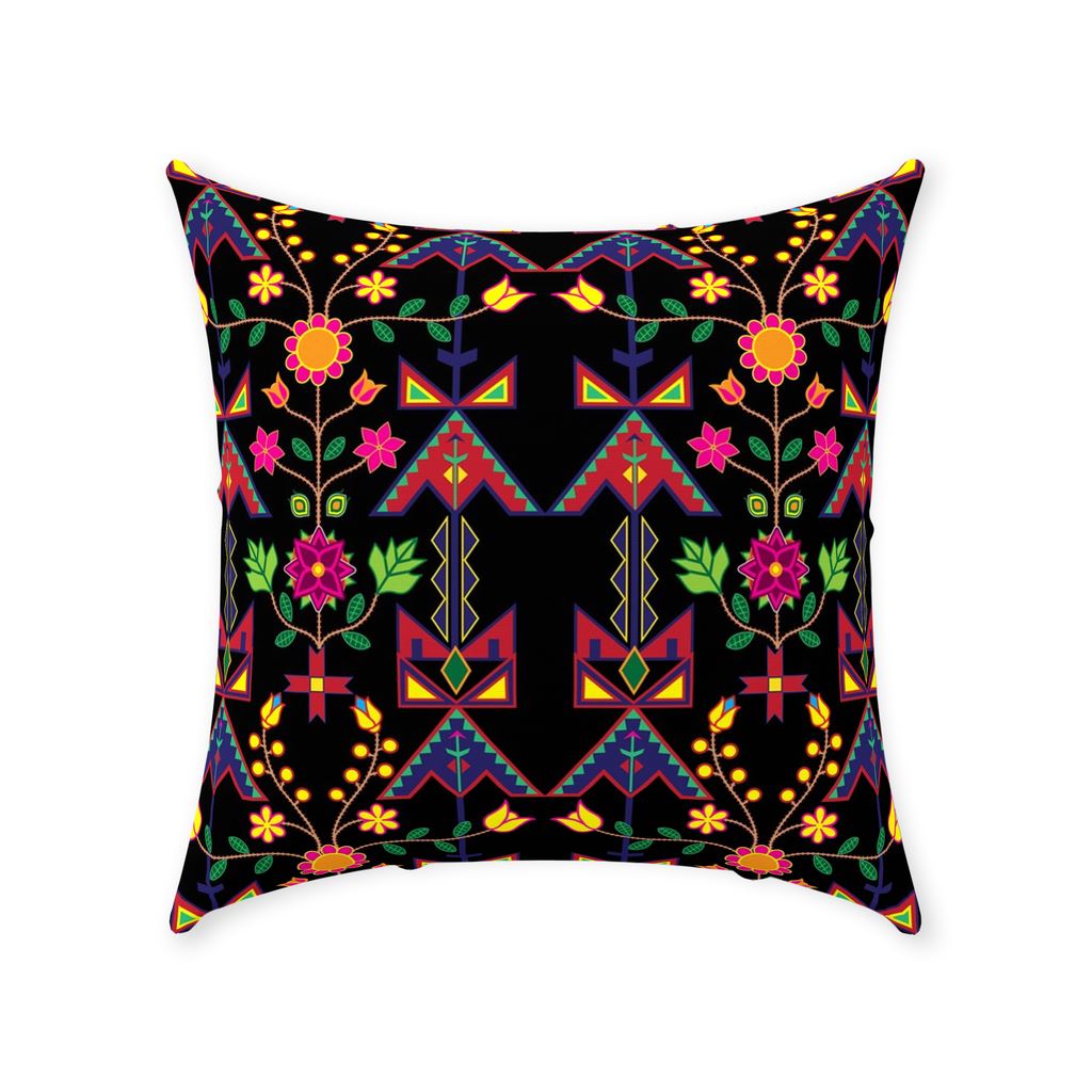 Geometric Floral Spring-Black Throw Pillows 49 Dzine 