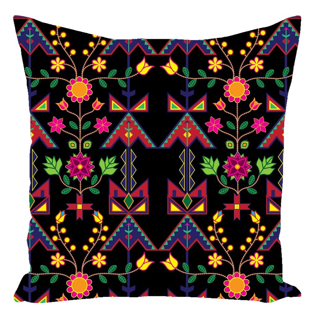 Geometric Floral Spring-Black Throw Pillows 49 Dzine 