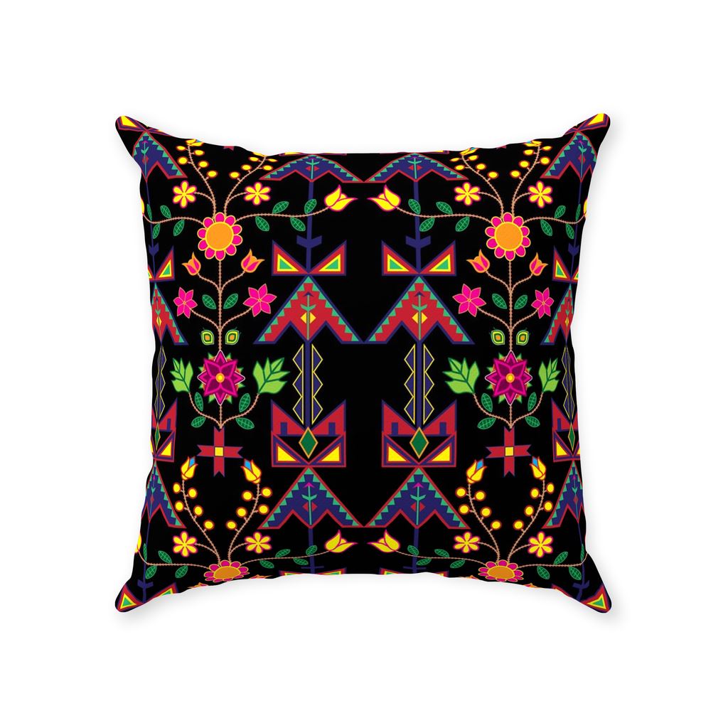 Geometric Floral Spring-Black Throw Pillows 49 Dzine 