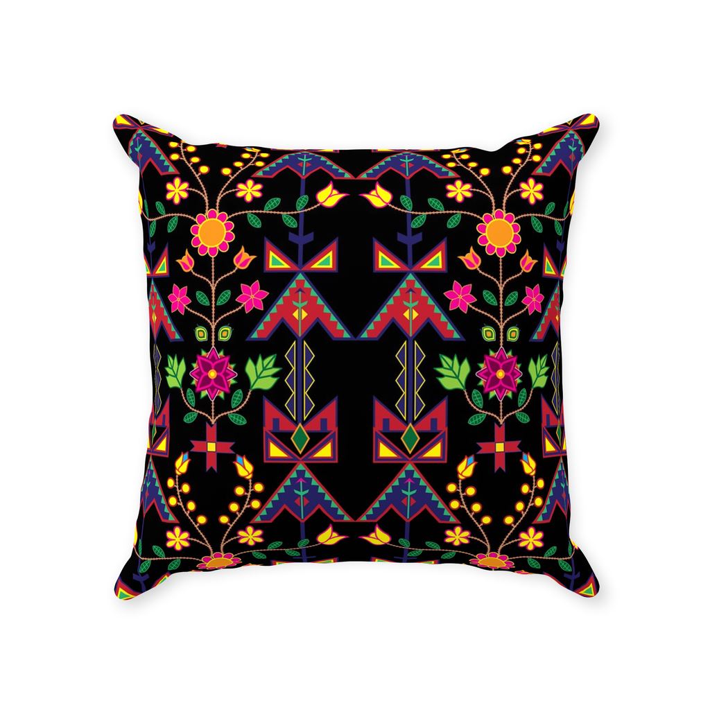 Geometric Floral Spring-Black Throw Pillows 49 Dzine 