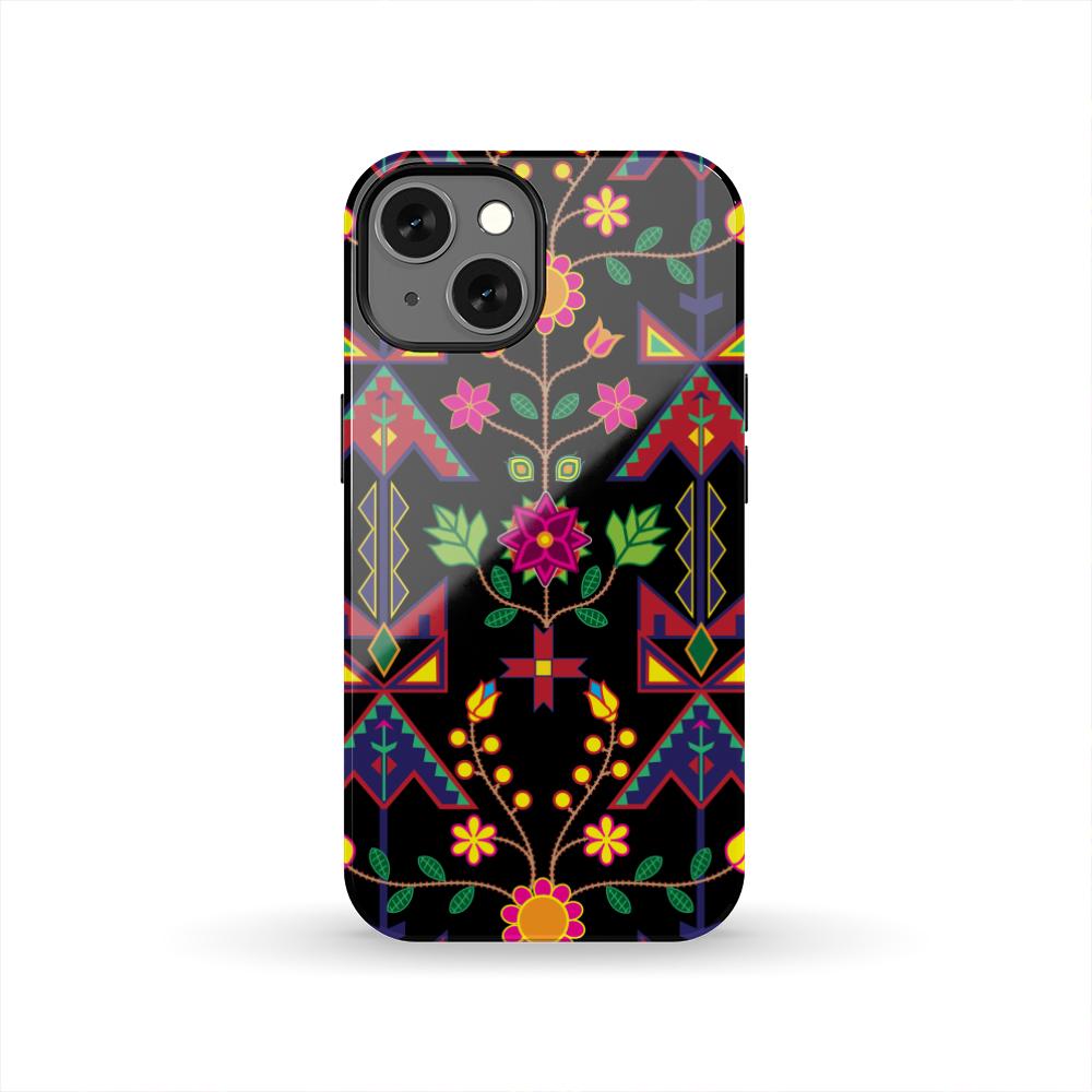 Geometric Floral Spring - Black Tough Case Tough Case wc-fulfillment iPhone 13 