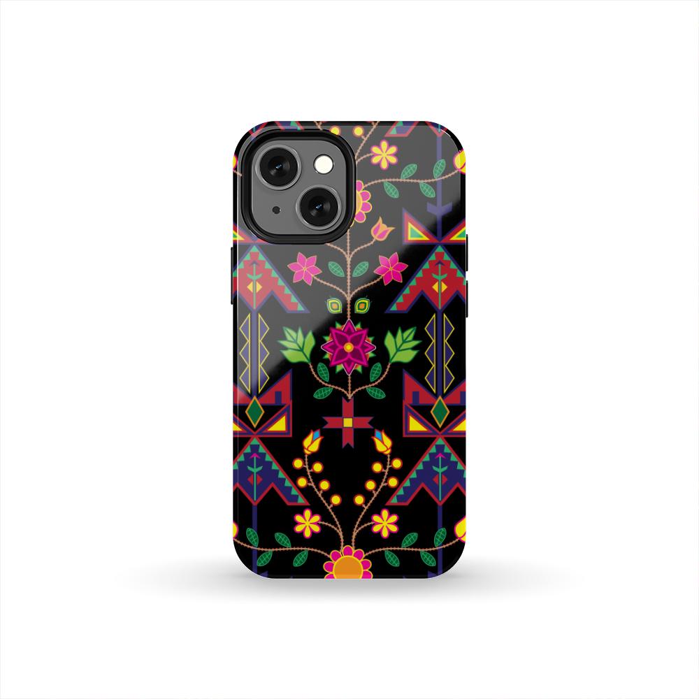 Geometric Floral Spring - Black Tough Case Tough Case wc-fulfillment iPhone 13 Mini 