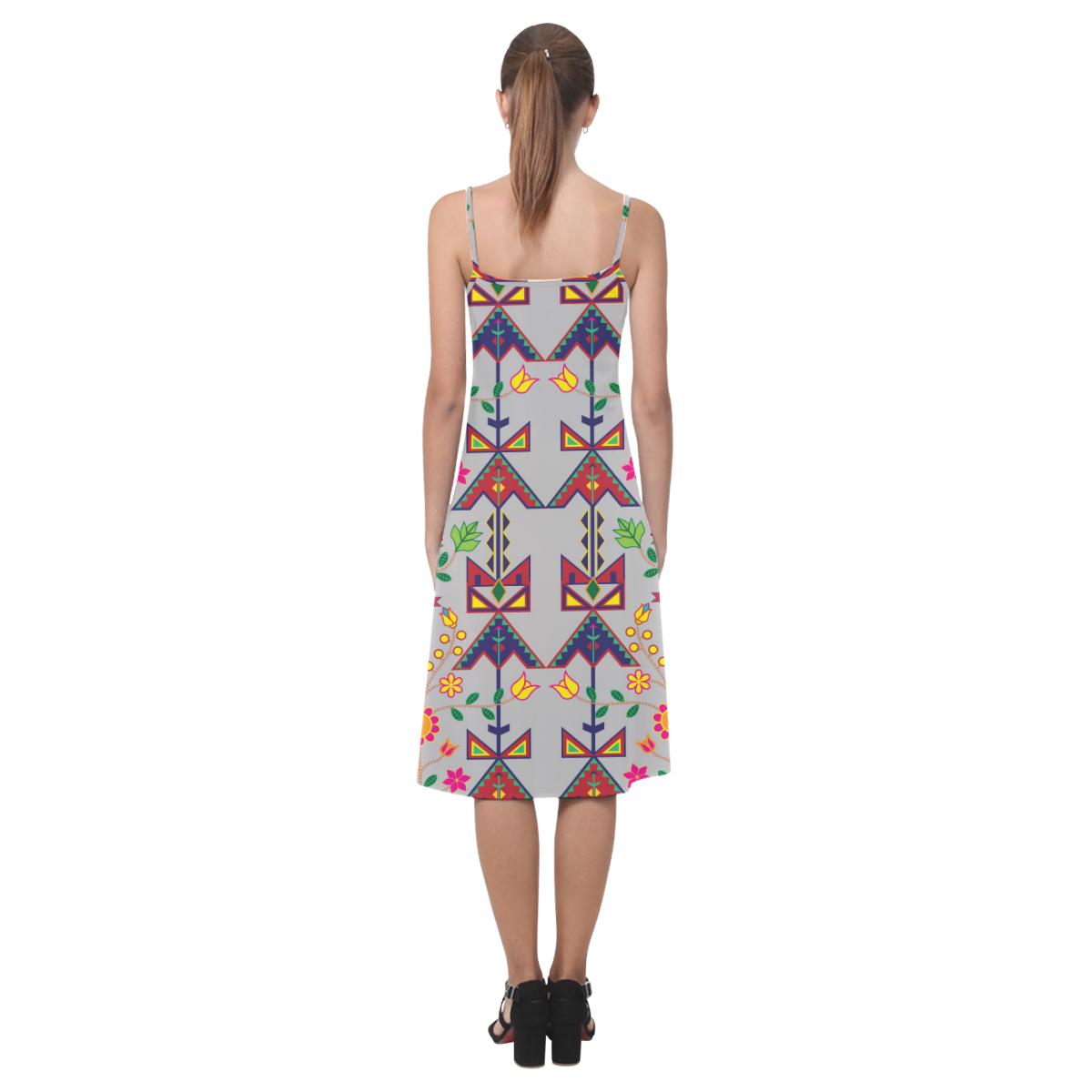 Geometric Floral Spring - Gray Alcestis Slip Dress (Model D05) Alcestis Slip Dress (D05) e-joyer 