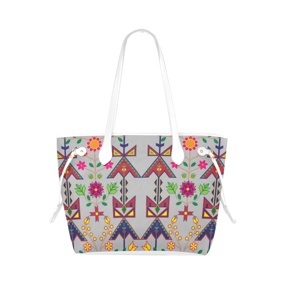 Geometric Floral Spring - Gray Clover Canvas Tote Bag (Model 1661) Clover Canvas Tote Bag (1661) e-joyer 