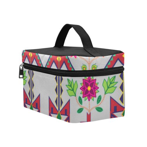 Geometric Floral Spring-Gray Cosmetic Bag/Large (Model 1658) Cosmetic Bag e-joyer 