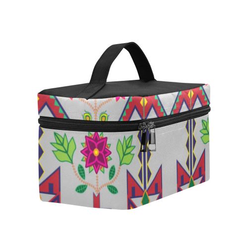 Geometric Floral Spring-Gray Cosmetic Bag/Large (Model 1658) Cosmetic Bag e-joyer 