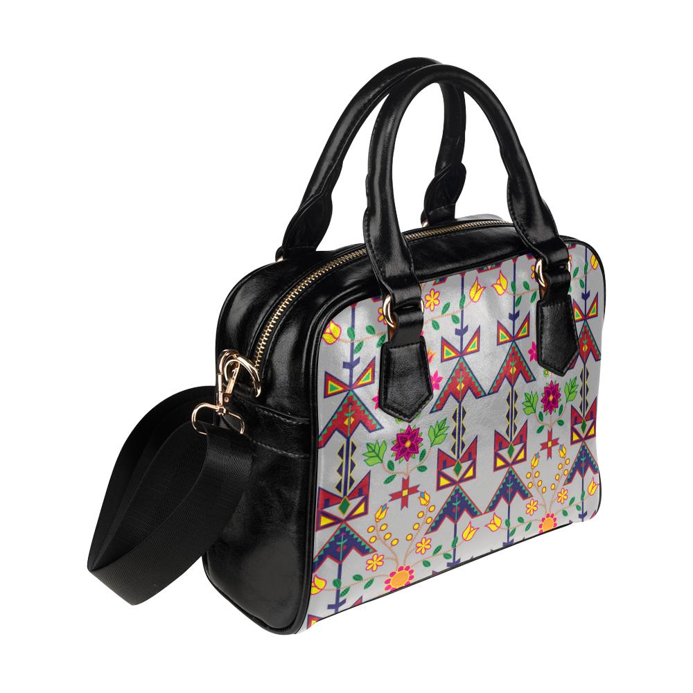 Geometric Floral Spring-Gray Shoulder Handbag (Model 1634) Shoulder Handbags (1634) e-joyer 