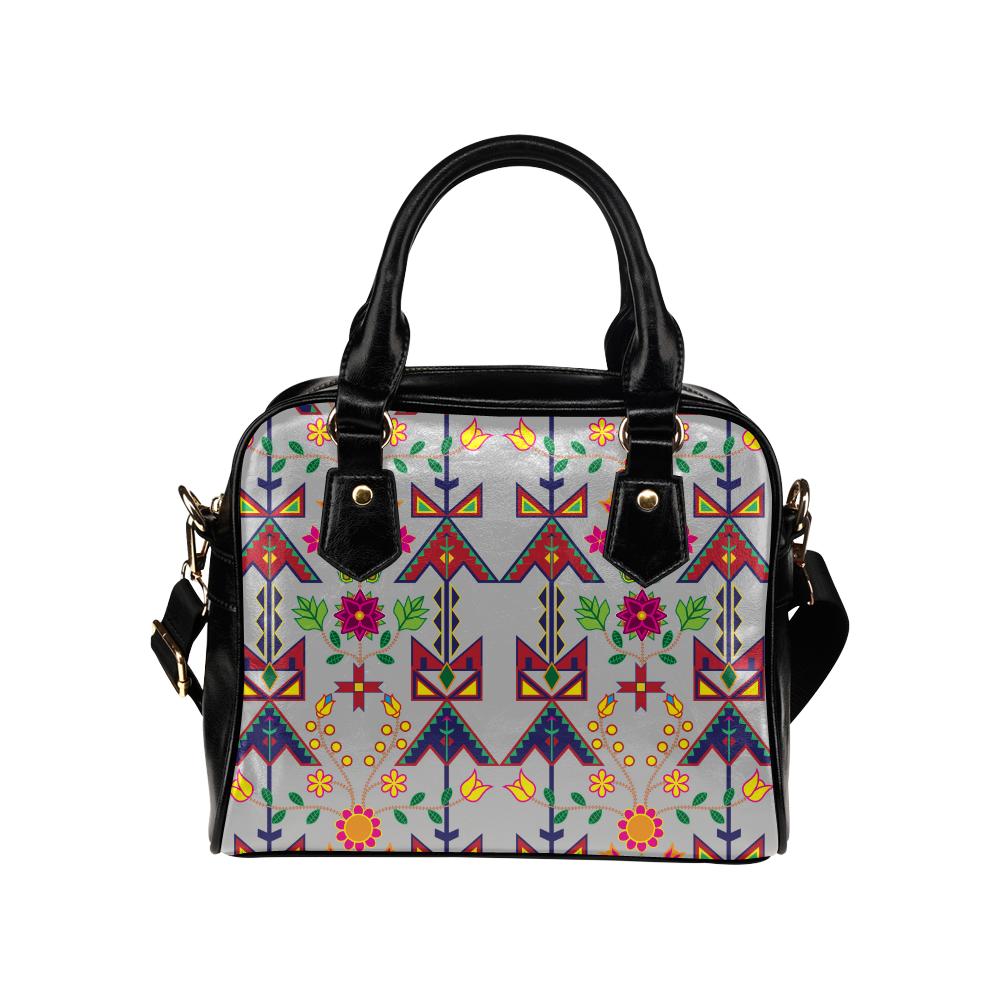 Geometric Floral Spring-Gray Shoulder Handbag (Model 1634) Shoulder Handbags (1634) e-joyer 