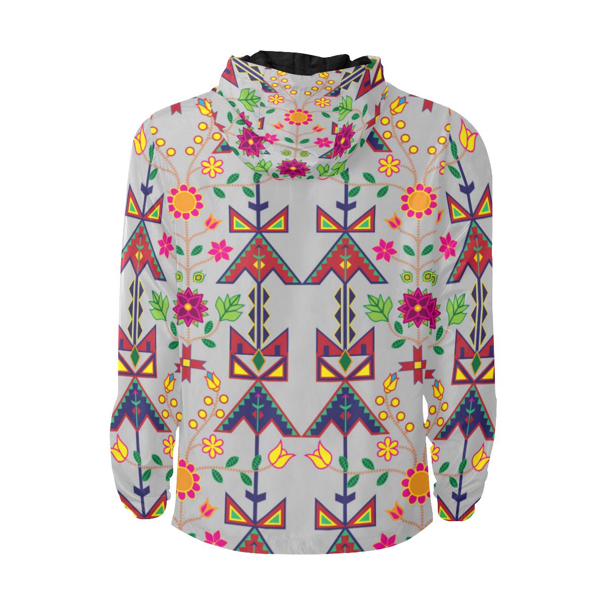 Geometric Floral Spring - Gray Unisex Quilted Coat All Over Print Quilted Windbreaker for Men (H35) e-joyer 