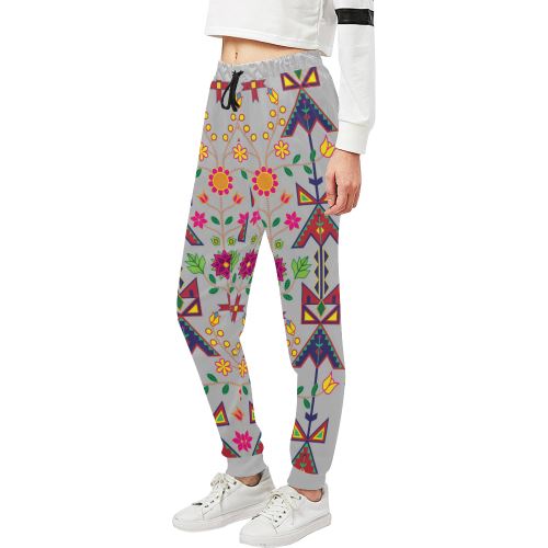 Geometric Floral Spring-Gray Women's All Over Print Sweatpants (Model L11) Women's All Over Print Sweatpants (L11) e-joyer 