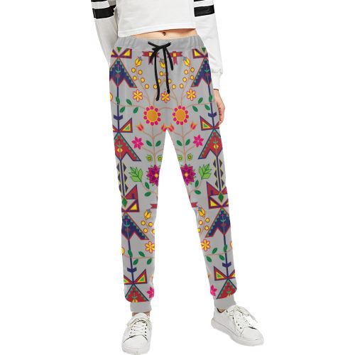 Geometric Floral Spring-Gray Women's All Over Print Sweatpants (Model L11) Women's All Over Print Sweatpants (L11) e-joyer 