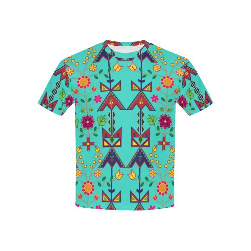 Geometric Floral Spring-Sky All Over Print T-shirt for Kid (USA Size) (Model T40) All Over Print T-shirt for Kid (T40) e-joyer 