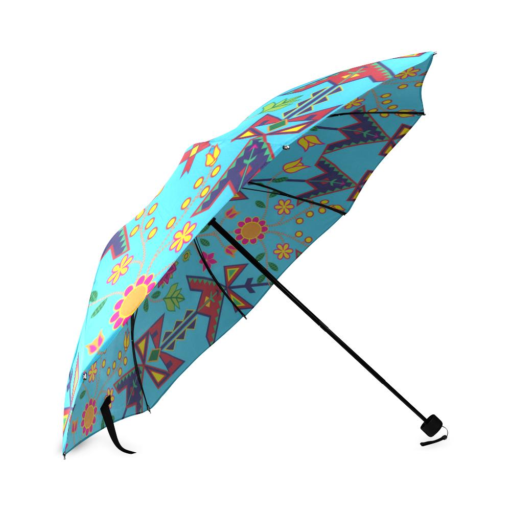 Geometric Floral Spring-SKy Blue Foldable Umbrella Foldable Umbrella e-joyer 