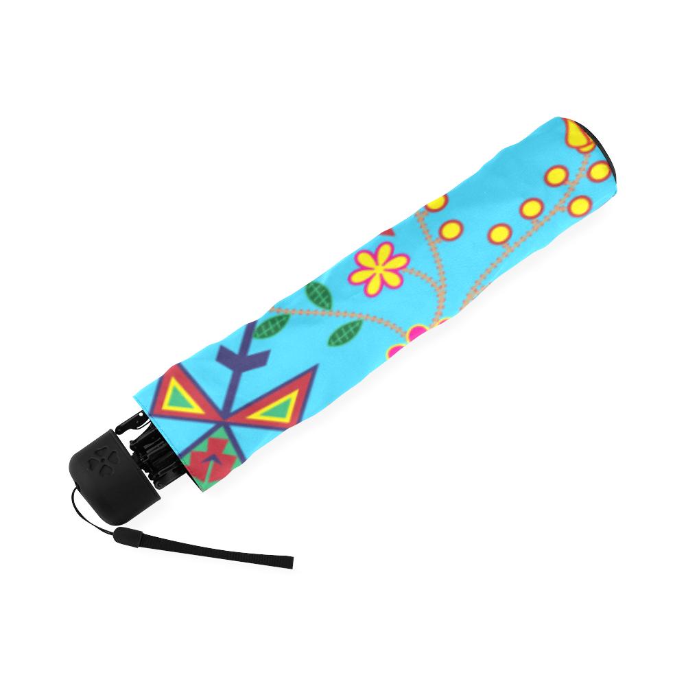 Geometric Floral Spring-SKy Blue Foldable Umbrella Foldable Umbrella e-joyer 