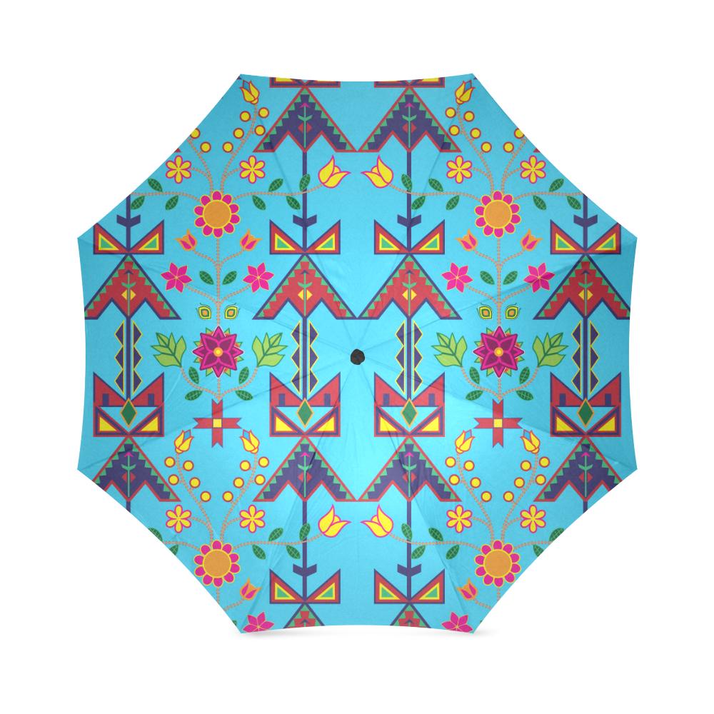 Geometric Floral Spring-SKy Blue Foldable Umbrella Foldable Umbrella e-joyer 