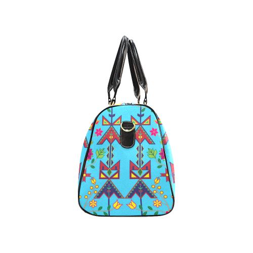 Geometric Floral Spring-Sky Blue New Waterproof Travel Bag/Large (Model 1639) Waterproof Travel Bags (1639) e-joyer 